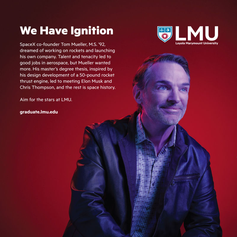 Tom Mueller in an advertisment; text reads